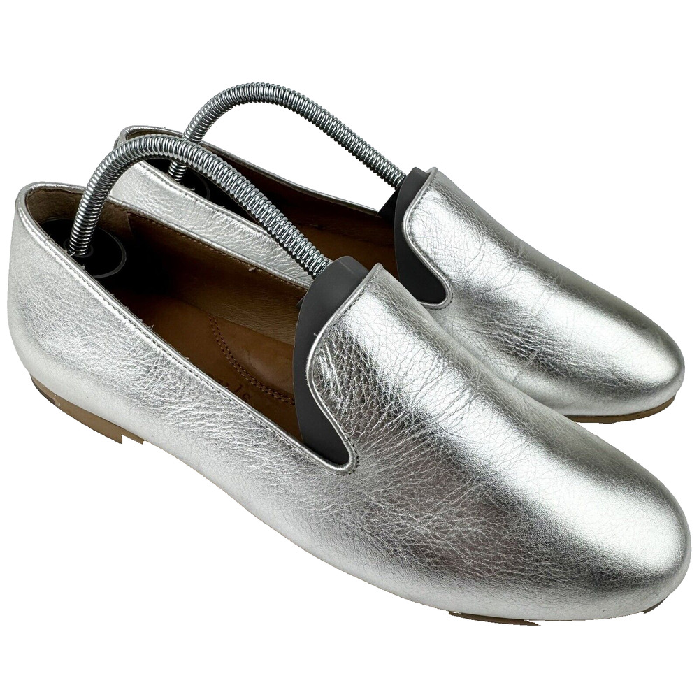 Gentle Souls By Kenneth Cole Women's Loafers US7.5 Eugene Silver Leather Slip On